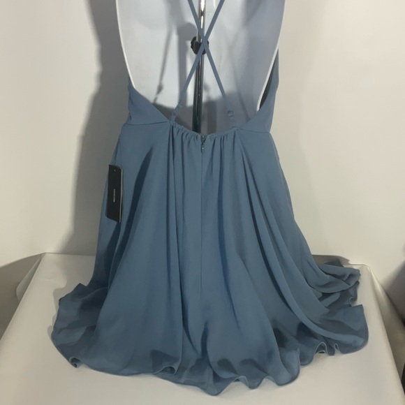 Lulu’s Skater Mini Dress Flow Skirt Dress Crisscross Strap Open Back Zip Up SM - Picture 9 of 16